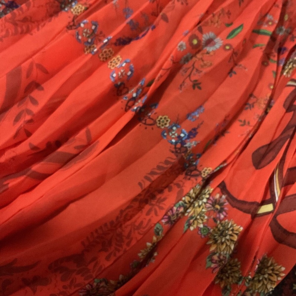 Desigual Andrea Red Midi A-Line Skirt with Pleats - Picture 5 of 7